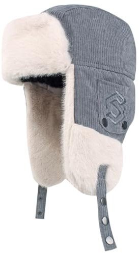 lozssnigzi Winter Trapper Mütze, Russische Fliegermütze für Herren und Damen, Ushanka Bombermütze mit Ohrklappen, Winddichte Fleecegefütterte Eskimo-Mütze für kaltes Wetter
