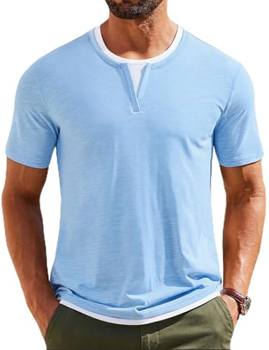 Wayleb Camiseta de Verano para Hombre Manga Corta Cuello Redondo Estilo Casual Clásica con Bloques de Color