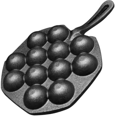 SMASOLO Sartén de Hierro Fundido Gruesa de 12 Agujeros para Albóndigas, Molde sin Recubrimiento Antiadherente, Utensilio de Cocina para Freír y Hornear, Adecuado para Cocina Casera