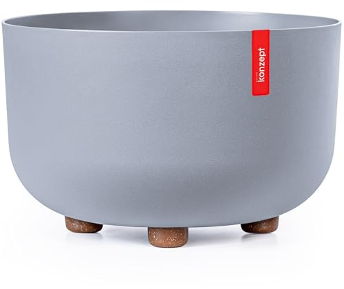 KONZEPT Blumentopf mit Füßen Ø 27 cm, großer Übertopf für innen & außen, UV-beständig & wetterfest – Grau