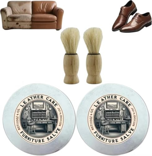 Baume D'Antan pour Le Cuir, Baume D Antan Cuir GéNéRal,Baume Recolorant Cuir RéNovateur,Renovateur Cuir pour CanapéS,Fauteuils,SièGes De Voiture,RéPare Le Cuir Fatigué & Rayé,Entretien Quotidien (x2)