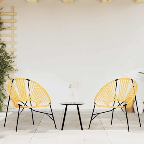 Mengtu Garden Chair Set 3 pcs, Outdoor Patio Seating with Coffee Table, PE Rattan and Powder Coated Steel Frame, Ergonomic Design for Group Garden Gatherings and Leisure Activities
