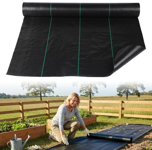 BeVistoso Barrera contra malezas, Tela geotextil, Tela de Barrera contra malezas Resistente, Cubierta de Suelo Tejida de 1x20 m para jardín, Entrada y Patio, Negro