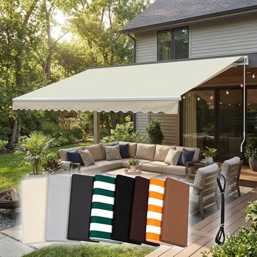 Ersatzbespannung für Markisen, Hochwertiger Markisenstoff 200 240 360 460 560 600 700 cm, Wasserdicht Reißfest Markisenbespannung für Garten Outdoor und Fenster, ohne Rahmen