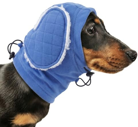 Protezione Orecchie Cane con Imbottitura, Copri Regolabile, Mantiene Pulite, Anti Graffi, Morbido con Leggera Attenuazione del Rumore, Blu S