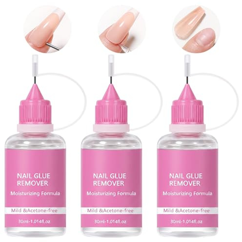Nagelkleber Entferner 30mlx3, Nail Glue Remover, Ultrafeine, Spitze Spitze, Präzise und Schnelle Entfernung, Geeignet zum Entfernen von Nagelverlängerungen, Acrylnägeln und Künstlichen Nägeln