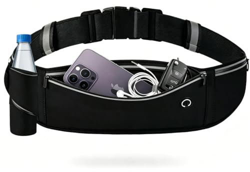 SERAVA Laufgürtel Bauchtasche, Running Belt Handytasche Joggen (Black)