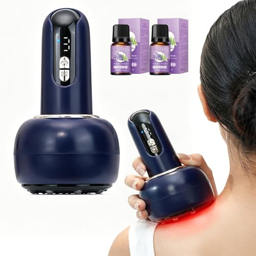 Masajeador Anticelulitico Reductor Potente, Masajeador de Celulitis con Ventosa, 4 en1 Masajeador Anticelulítico con Luz Roja y Calor, Dispositivo de Ventosas Eléctricas Para Muslos Abdomen (Azul)