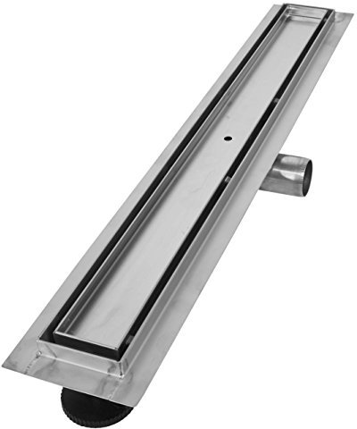 VILSTEIN Duschrinne 90cm | Befliesbar | Edelstahl Bodenablauf Komplettset | Extra flach | Siphon mit Geruchsstop | Haarsieb