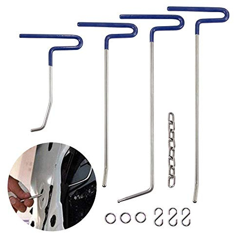 Car Dent Remover Tools Mookis Paintless Dent Repair Rods Tools 4 PCS Auto Body Dent Repair Rods for Car Dent and Hail Repair (Silver)