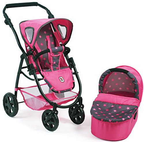Bayer Chic 2000 638 82 Kombi-Puppenwagen Emotion 2 in 1, Sternchen Pink