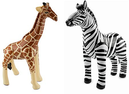 Panelize Große aufblasbare Giraffe und aufblasbares Zebra im Set Strandspielzeug Partydeko