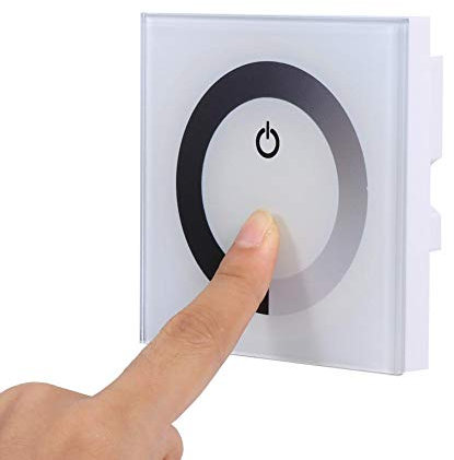 Jadeshay Dimmer Switch, Wall-Mounted Touch Panel Controller DC 12V-24V Brightness Adjustable Dimmer Touch Panel Dimmer Wall Switch Controller LED Light Strip Single Color Dimmer Switch (White)