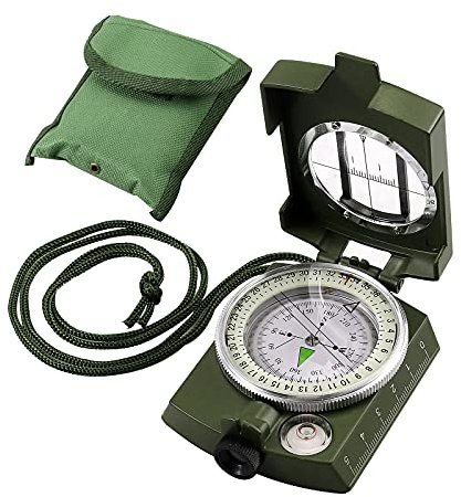 VINTEAM Waterproof and Shockproof Compass Hiking with Fluorescent Design, Adjustable Diopter Sighting Lens, Multi-functional Compass Navigation for Hiking Camping Adventure -Camouflage