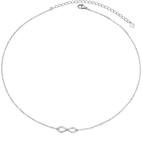 Flyow S925 silber Damen Choker Kette Kurze Halsketten für Frauen Mädchen, Liebe Herz/Böser Blick Hamsa Hand Anhänger mit Einstellkabel Kette