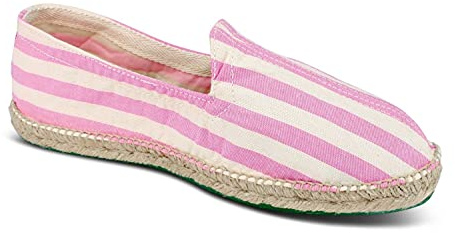weltenmann Corralejo – Alpargatas Slip-on de Colores a Rayas Anchas de Algodón con Bolsa de Calzado, Bubblegum, 46, Handmade in Spain