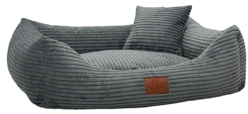Leo4dog Hundebett Cord Waschbar Bezug Für kleine mittelgroße und große Hunde Hundekissen Hundesofa Hundekorb (Dunkelgrau, S 67X52)