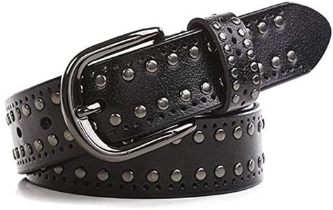 YCMI Womens Circle Studded Leather Belt, Punk Rock Rivets-Belt Ladies Belt for Jeans Pants Dresses,PU Leather Punk Aesthetic Belts for Women