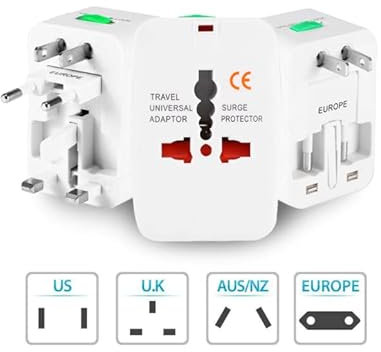 Saraoriginalshop Adattatore Universale da viaggio Adattatore di Alimentazione Universale 150+ Paesi nel Mondo Adattatore da Viaggio USB con Spine e Presa USA/EU/UK/AUS (NO USB)