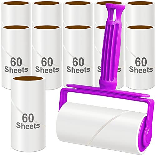 720 Sheets Lint Roller for Clothes, Pet Hair Remover, Sticky Roller, Dust Remover for Carpet and Furniture, 1 Handle & 12 Refills