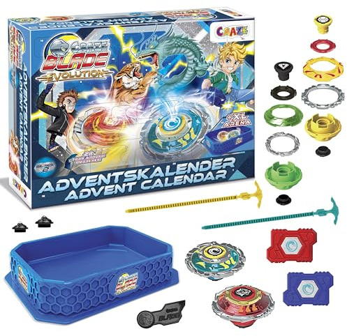 Calendario de Adviento Infantil BLADE | Calendario de Adviento para Niños con Juguetes, Peonzas con Arena de Batalla y Lanzador | Regalos y Sorpresas para Navidad