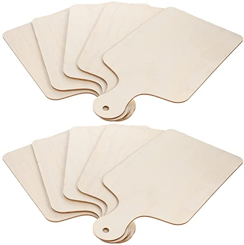 SEWACC 10 Piezas cartel de madera cuadrado tabla de cortar de madera tablas de cortar de bandeja redonda para servir decoración bandeja de tabla con asa bulto