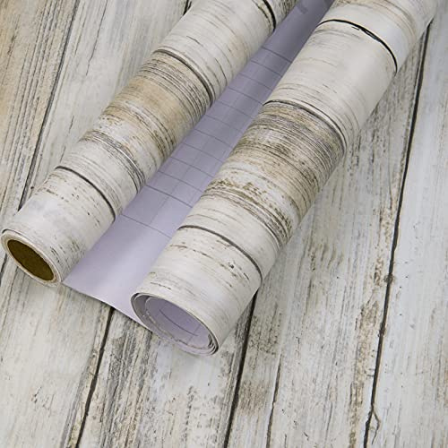 Hode Klebefolie Möbel Selbstklebende PVC Dekofolie Möbelfolie Küchenfolie Selbstklebende Wasserdicht (Weiß Braun Altes Holzoptik 30cmX3m) für Möbel Wände Schrank Tisch Schreibtisch Tür Küche