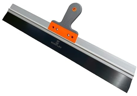 Plastering Skimming Spatula Rubber Handle 24 - 600mm Stainless Steel Flexible Blade Suitable Plaster Render Cement Skim Microcement EWI Basecoat Putty Knife Smoothing Blade