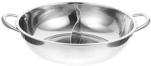 SHOWERORO Pentola in acciaio inox mandarino pentola per pasta con coperchio Pentola calda con divisore Doppia padella Hotpot Pot Gas Hot con divisore Split Due Sapori Hot Base 28c