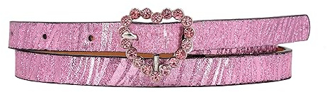 EANAGO bälte för barn - rosa glittrande barnbälte med hjärtspänne - glitterbälte - modernt bälte för barn - barnbälte tjejer