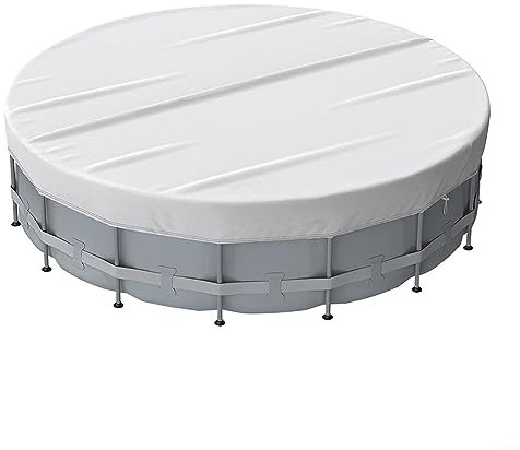 Round Pool Cover, Above Ground Foldable Outdoor Swimming Pools Solar Cover with Drawstrings Prevents Debris Leaves- Sliver 10FT