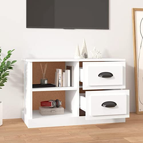 Gecheer Mobile Porta TV,Armadio TV Mobile TV Moderno,Tavolino Porta TV,Mobiletto Basso per TV,Supporto per TV,Armadietto TV,Porta TV in Legno Multistrato,Bianco 73x35,5x47,5 cm