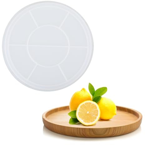 EUIOOVM Moldes Resina Epoxi Grandes Redondo, Molde de Silicona Bandeja Posavasos, Molde de Bandeja de Resina Redonda Grande Molde de Epoxi para Fundición de Resina, Artesanías de Bricolaje