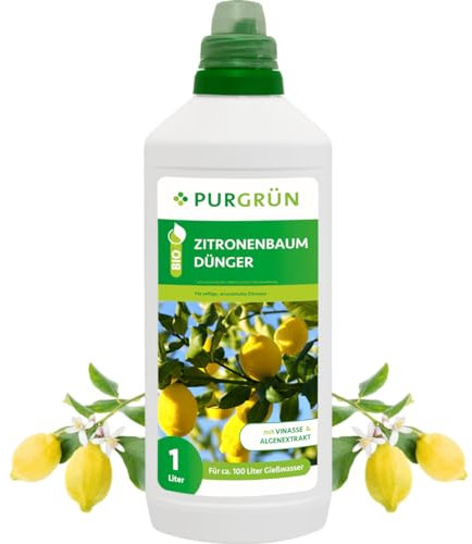 Purgrün® Bio-Zitronenbaum-Dünger 1 Liter – Steigert Ertrag, Aroma & Vitalität mit Phosphor – Verbesserte Widerstandskraft dank extra Kalium – Bio-zertifiziert – Konzentrat für 100 Liter Gießwasser