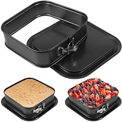 Gatphy Springform Cake Pan, Non-Stick Cheesecake Pan, 9.4x11 Inch Rectangle Cake Tin Metal with Removable Bottom Baking Tray Pans for Cheesecake Mousse Cakes (Square)