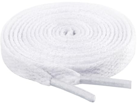 riemot Lacci per Scarpe Piatte 8 mm – Stringhe Resistenti e Colorati per Sneakers, Scarpe Casual e Sportive – Disponibili in Vari Colori e Lunghezze – Accessori Moda Uomo e Donna,Bianco,90 cm
