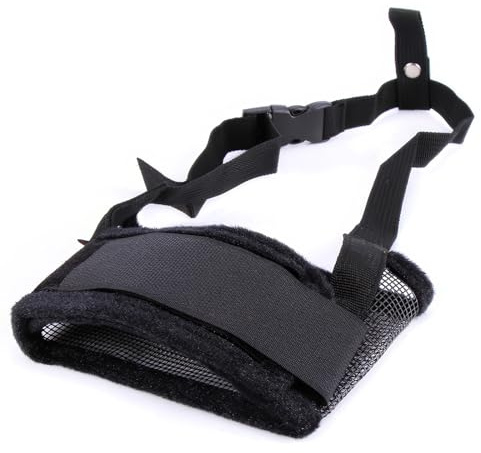 RTRTGS Nylon-Maulkorb Für Hunde, Verstellbare Schlaufe, Atmungsaktiv, Sicherer, Schneller Sitz Für Kleine, Mittelgroße Hunde, Verhindert Das Beißen, Kauen Und Bellen (L, schwarz)