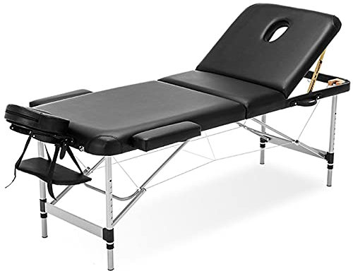 WQZStar Massageliege, Spa-Bett, Gesichts-Tattoo, 3-Fach klappbarer Salontisch mit PVC-Leder, klappbarer Kosmetiktisch aus Aluminium, mit Tragetasche