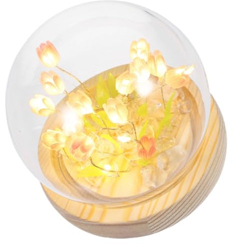 Yardenfun DIY Tulip Night Light Kit 16pcs Pink Flower Lamp Handmade Ambient Light Battery Powered Bedroom Atmosphere Lamp Creative Craft Set