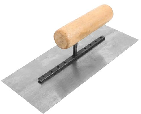 HOMSFOU Truelle à Béton Robuste En Acier Manche En Bois 200 Mm Outil De Plâtrage Polyvalent Pour Finition Murale Truelle à Main Professionnelle De Maçonnerie, Usage Chantier,