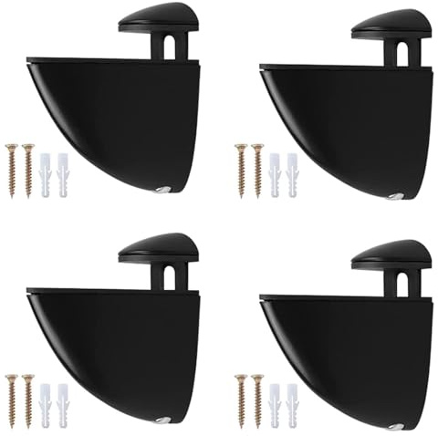 ANBOO 4 Stk. schwarze Glasregal Halterung Zinklegierung, 2–23mm verstellbar | Robuste Glasbodenträger, praktische Wandhalterung für Glasregale