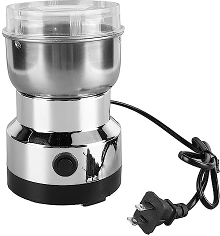 Moulin électrique, couvercle transparent à 4 lames, petit moulin à grains de café électrique for herbes, épices, grains, moulin à expresso à commande à un bouton