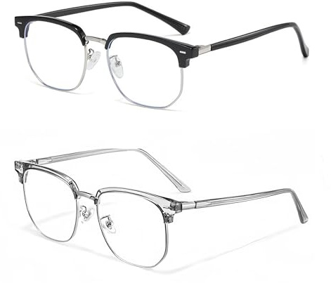 QINCAWIN Blue Light Blocking Glasses - 2PCS Fashion Gaming Glasses with Blue Light Filter, Anti Glare & Headache Relief