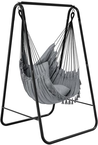 YITAHOME Fauteuil Suspendu avec Structure 85 x 92 x 153 cm, Structure en Acier Robuste, Support de hamac avec balançoire Suspendue, Charge maximale 150 kg, Chaise à Bascule avec 2 Crochets et 1
