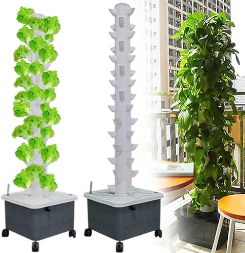 RRrawgff Tower Garden Hydroponic Growing System, 45-Pflanzen Vertical Garden Planter, Indoor Garden Kit einschließlich beweglichen Wassertank und Pumpe (Keine Setzlinge enthalten)