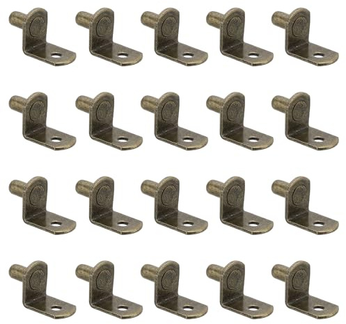 PATIKIL Regalstifte Stifte 1/5 20Stk L Förmig Regalstifte Halter Schrank Regal Stütze Stifte für Regale Bücherregal Schrank Möbel Bronze Ton