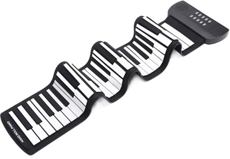 Roll Up Piano Keyboard 61 Key Portable Rechargeable Electronic Piano for Kids Adults Beginners with Silicone Keyboard USB Cable Black
