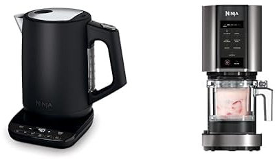 Bouilloire Ninja Perfect Temperature, 1,7 L, contrôle de la température, affichage LED, KT200EU + Ninja CREAMi Sorbetière & Fabrique à Desserts Glacés, 7 Programmes, Crème glacée, NC300EU