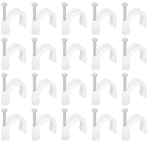 PATIKIL Half Clamp J-Hook with Nail, 70Pcs 3/4/20mm Pex Pipe Fixture Cable Nail Clip Support Holder for Tubing Fixing CPVC Copper Pipe Fixing Connection, White, 40mm Long Nail