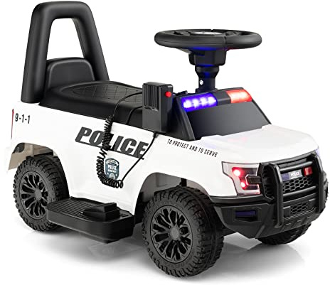 DREAMADE 6V Kinder Elektroauto, Elektrofahrzeug mit Sirene & LED Lichtern & Musik & Hupe, Batteriebetriebenes Kinderfahrzeug, für Kinder ab 18 Monate (Weiß)